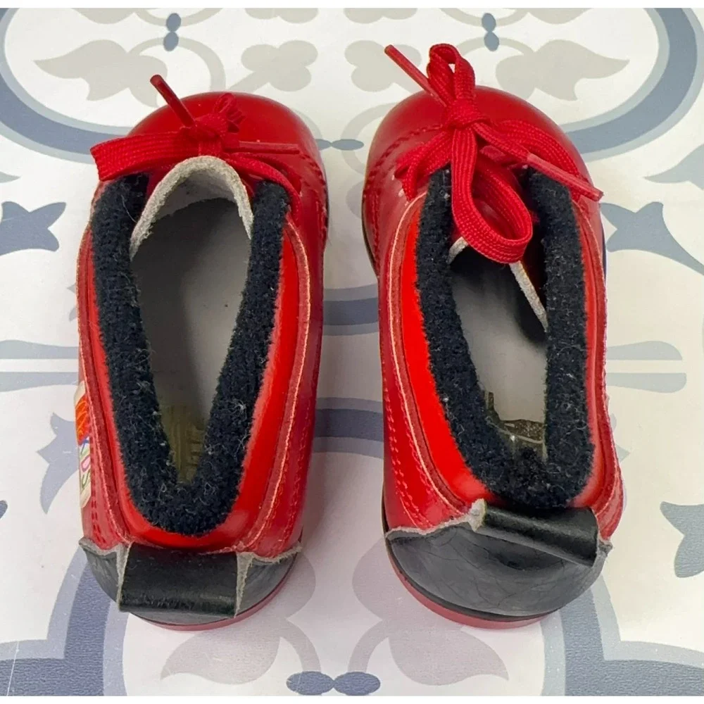 Vintage 80s Baby Deer x McKids Walking Shoes Infant Size 3 1/2 D Red Leather USA